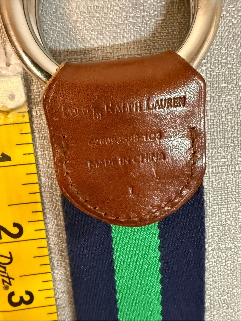 Polo by Ralph Lauren Navy and Green Striped Webbing Belt